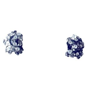 Alice de Parseval Paris Rare Vintage Rhinestone Silvertone Swirl Clip Earrings